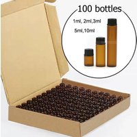 100pcs 1ml/2ml/3ml/5ml/10ml Empty Glass Orifice Reducer Bottles for Essential Oils Refillable Sample Vials Dropper Drop Dram