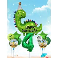 1set Happy Birthday Dinosaur Number Star Foil Balloons with Jurassic Theme Latex Balloon Children's Birthday Party Decorations