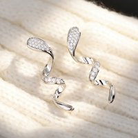 Huitan Elegant Rotate Shaped Drop Earrings Novel Twisty Shiny Piercing Accessories Bling Bling Graceful Party Jewelry for Women