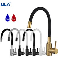 ULA Gold Küchenarmatur, Edelstahl, flexibler Auslauf, Küchenspüle, Wasserhahn, heißes und kaltes Wasser, Waschbecken-Mischbatterie, 360-Grad-Drehungskran