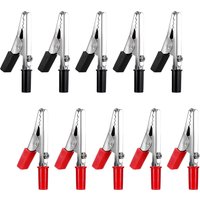 10PCS Red and Black Alligator Clips Electrical Battery Crocodile Clamp Alligator Clips with Screw Terminal Test Clamps For Car