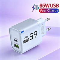 GaN 65W USB C Charger PD Fast Charging Mobile Phone Charger Wall Adapter For iPhone Samsung Xiaomi Huawei Type C Travel Charger