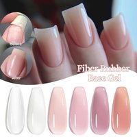 BORN PRETTY 10ml Fiber Rubber Base Gel Nail Polish For Broken Nail Repaired Fiberglass Clear Nude Quick Building Self Leveling