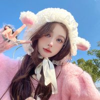 New Warm Soft Fluffy Hats Lace Lamb Cashmere Cosplay Hat Lamb Ear Outdoors Hats