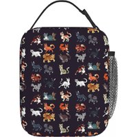 Warrior Cute Cats Lovers Insulated Lunch Bags Large Cool Lunch Container Cooler Bag Tote Lunch Box School Picnic Girl Boy
