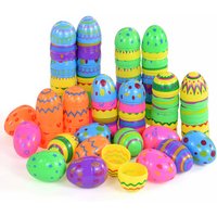 12Pcs Easter Fillable Opening Egg Colorful Plastic Eggs Kids Favors 2024 Easter Party Home Decorations Candy Gift Packaging Box