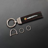 Fashion Car Leather Ring Keychain Trinket Zinc Alloy Keyrings Rotate 360 Degrees For Fiat Abarth 124 spider 500 595 695 C