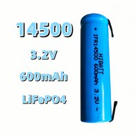 14500 LiFePO4 battery 3.2V 600mAh with solder tabs for Shaver Radio Mouse Electric toothbrush Flashlight Drone Microphone Toys