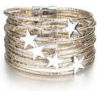 ALLYES Boho Glitter Filled Slim Strips Leather Bracelet for Women Fashion Cute Stars Multilayer Wrap Bracelets Charm Jewelry