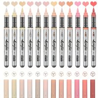 Acrylic Paint Markers 12 pcs Brush Tip Acrylic Paint Pens Set with Professional Color Series for DIY & Art Supplies