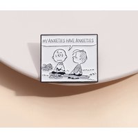 Cartoon Creative Boy Pattern Dialogue Box Enamel Pin Funny English letter Brooch Clothing Bag Accessories