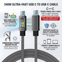 240W USB Type C To USB C Cable 240W PD Fast Charging Charger Wire For Macbook Pro Xiaomi Samsung Laptop USB C Charger Data Cord