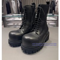 Black Lace-Up Motorcycle Men's Boots Side Zipper Round Toe Thick-Soled High Top Booties Luxury Designer Men's Boots Botas Mujer
