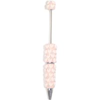 Pearl DIY Clay Heart Bead Pen Black Ink Smooth Writing Flocked Heart Beaded Pen Full Diamond Glitter Bead Beaded Ballpoint Pen