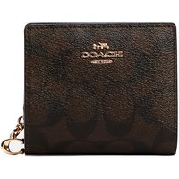 COACH Snap Wallet Coated Canvas With Leather Wallet Women's Dark Brown C3309-IMAA8