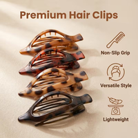 4-piece set of large-sized flat hairpins for ladies, French-style flat-topped claw clips, fashionable hair accessories