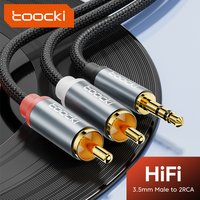 Toocki RCA Cable HiFi Stereo 3.5mm Jack to 2 RCA Audio Cable Splitter for Amplifiers Audio Home Theater Cable RCA