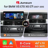 Junsun 12.3-calowe bezprzewodowe radio samochodowe z funkcją Carplay i Android Auto dla BMW X5 E70 X6 E71 2007-2014 CCC 4G WiFi GPS Inteligentne Systemy Stereo