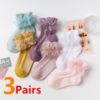 New Baby Girls Socks Kids Girl Frilly Lace Tutu Socks Cotton Children Dance Princess Sock Flowers Ruffled Solid Ankle Socks