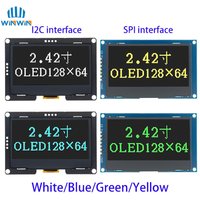 Module d'affichage LCD OLED 2.4 pouces, 2.42 pouces, 128x64, SSD1309 12864, Interface série SPI/IIC I2C à 7 broches pour Arduino UNO R3 C51
