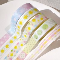 5 Rolls/Pack Kawaii Washi Sparkling Washi Tapes DIY Scrapbooking Decorative Packing Tape Sticker Handbook Tape School Supplies