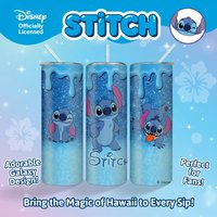 1pc 20oz Disney Stitch Glitter Drip Tumbler Insulated Stainless Steel Cup with Straw for Hot Cold Drinks Perfect Holiday Gift