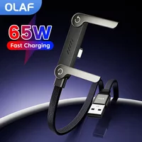 65W USB Type C Bracket Cable Fast Charging 90 Degree Elbow Wire For iPhone 17 16 15 Xiaomi Samsung Huawei USB A To USB C Cable