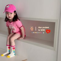 Kids Rainbow Mesh Crew Socks 3Pcs/Set-Breathable Cotton Socks with Colorful Cartoon Prints,for Summer Daily Wear & School