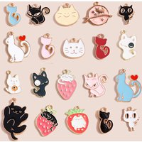 10pcs Cute Mix Enamel Cat Charms DIY Jewelry Making Animal Charms Pendants for Necklace Earrings Accessories