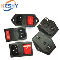 AC-01 AC-14-F16 Electrical Power Socket 250V Rocker Switch Brass 10A Inlet Plug Connector Computer Mount Outlet With Fuse AC-01
