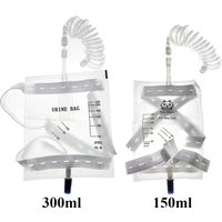Pet Cat Dog Animal Urine Collection Bag 150ml 300ml Attach Luer Catheter Drainage Disposable With Extension Tube Hanging Strap