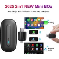 FLIXIVI 2 in 1 Wireless CarPlay/Android Auto Wireless Dual Interface USB/TYPE-C Adapter Mini Box Plug Fast Connect Universal