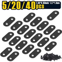 5/ 20/ 40pcs, Black Flat Metal Mending Brackets, Straight Corner Braces with 10/ 40/ 80Pcs Screws (Black, 16x36mm)