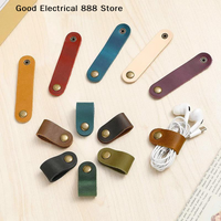 【GE】10pcs Faux Leather Data Cable Earphone Cable Faux Leather Tie Leather Cable Winder, Without Battery, For Cable