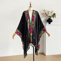Fashionable Vintage Floral Frame Shawl Split Towel Travel Photography Dual Purpose Wrap Scarf Stylish Ethnic Style Women's Coat