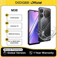 DOOGEE M30 Smartphone 8000mAh 6.88'' Screen 48GB RAM(6GB+42GB) 256GB ROM 64MP Camera 135dB Speaker Android 16 Cell Phone NFC