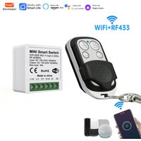 16A WiFi Smart Mini Switch No Wiring RF433 Remote, Timer Schedule 2 Way Control, Alexa Google Tuya APP for Smart Home Automation