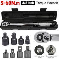 5-60N.m Precise Torque Wrench Reversible Ratchet Key 3/8 Adjustable Square Drive Spanner Adapter Precise Preset Car Repair Tool