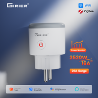 GIRIER Tuya Smart ZigBee Power Plug 16A WiFi Wall Socket Outlet 3520W Support Engery Monitoring Timing Function Alexa Hey Google