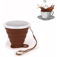 Silicone Collapsible Travel Cup 270ml Folding Camping Cup with Lid Reusable Expandable Drinkware for Outdoor Hiking