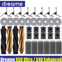Dreame X50 Ultra / S40 Enhanced Edition Vacuum Cleaner Parts Main Roller Side Brush Hepa Filter Mop Cloth Dust Bag