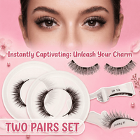2 Pairs Magnetic Eyelashes Self Adhesive Glue Free with 1 Lash Applicator Reusable