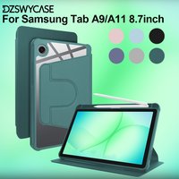 360 Rotating Case for Samsung Galaxy Tab A9/A11 8.7 inch, Translucent Back Protective Trifold Stand Cover, Auto Sleep/Wake
