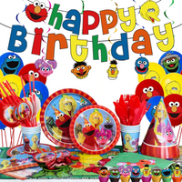 Cartoon SEsame-Streets Party Decoration Plate Cup Cake Topper Balloons Backdrop Shower For party Supplies