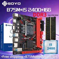 SOYO B75M DDR3 AX Motherboard I5 2400CPU 16G RAM=8G*2 Intel LGA1155 Kit xeon Computer com Game Mainboard PCIE3.0x8 M.2 SATA2.0