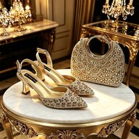 doershow High Quality African Style Ladies Shoes And Bags Set Latest gold Italian Shoes And Bag Set For Party SCM1-19