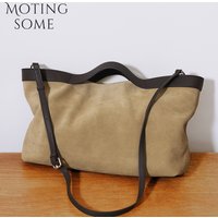 Motingsome Winter New Suede Big Tote Women Matte Cowhide Leather Handbag Oversized Shoulder Bowling Shopper Purse Luxury Design