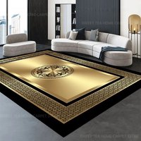 Tapis de luxe doré moderne, grande décoration de salon, de maison, antidérapant, pour chambre à coucher, personnalisable, Table basse, salon