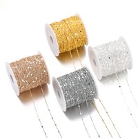 1/2Meters Sequins Chain Necklace Gold Color Chain Metal Copper Cable Chains Findings For DIY Bracelet Jewelry Making Supplies
