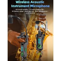 JAMJUM WS-MiC2 Especially for Saxophone Great Gift Choice Wireless Saxaphone Microphone 360° Adjustable Rotation